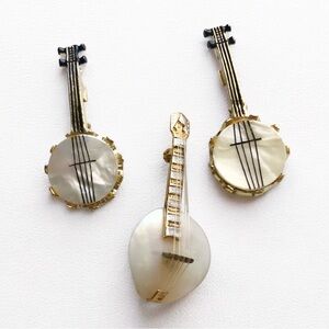 Vintage Mother of Pearl Banjo Brooch Lot